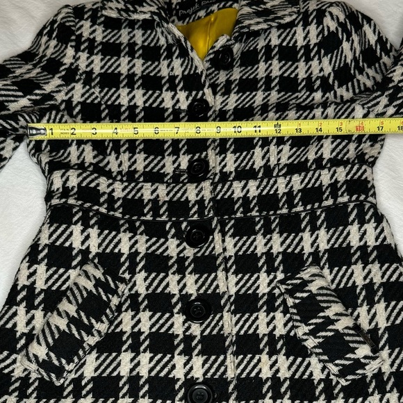 Vintage Designer Peacoat Houndstooth 3/4 Length Wool Designer Project Raw Medium - Picture 10 of 12
